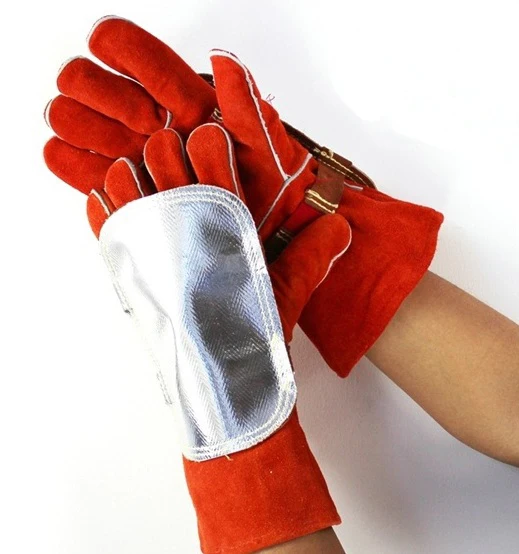 Heat Reflective Aluminized Hand Shields Welder Tools Hot Aluminum Armfuls Arc Protective Leather Welding Gloves Fire Proof High