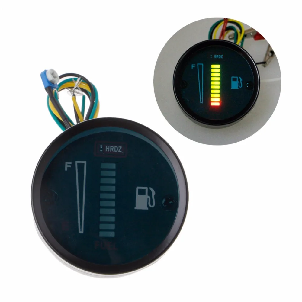 2" 52mm DC 12V Universal Adjustable Auto Car Motorcycle Fuel Level Meter Gauge Blue/Green 8 LED Light Display Fuel view 2