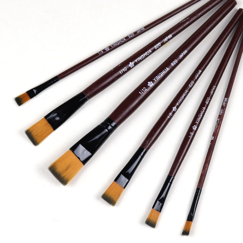 6pcs/Set Watercolor Gouache Painting Pen Nylon Hair professional Drawing Tools Wooden Handle Paint Brush Drawing Art Supplies