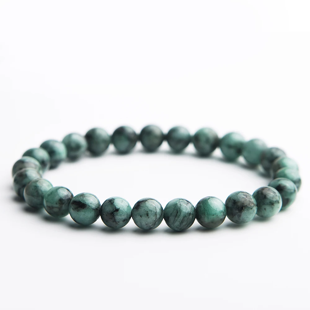 Pulsera de cuentas redondas de cristal de Esmeralda verde Natural auténtica para mujer, pulsera de piedras preciosas de 7mm, 8mm, 9mm, 10mm, joyería más rara AAAAA