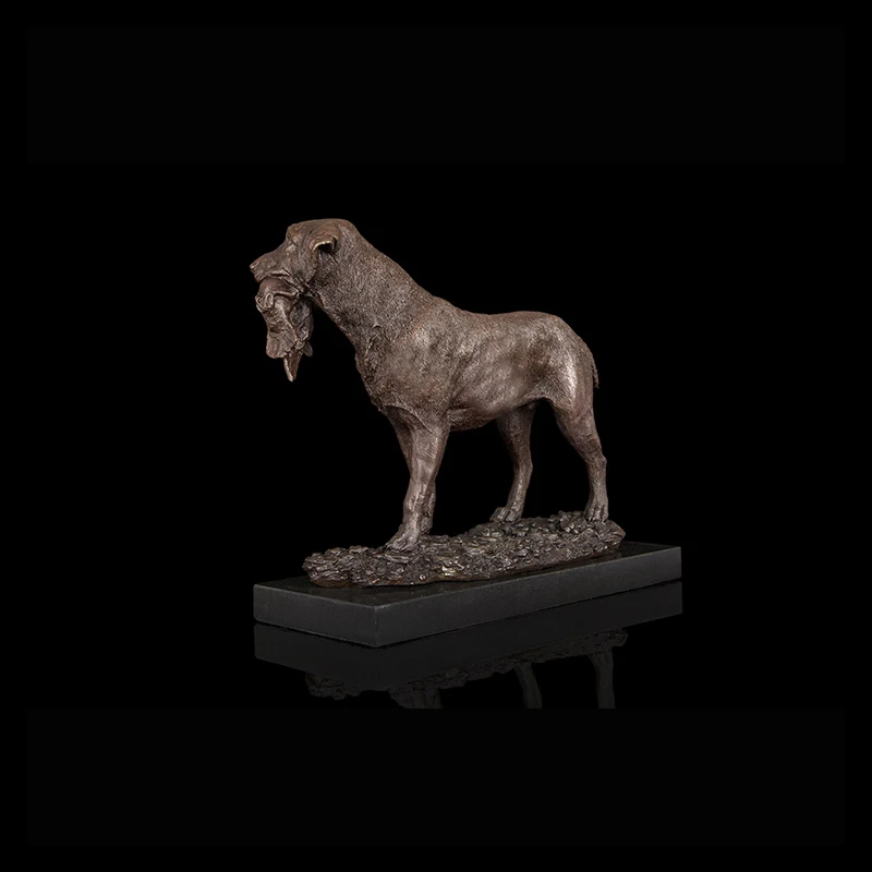 ArtsHom DW-039 Hunting Dog With Prey Bronze Statue Bronze Metal Art Animal Dog Figurines For Indoor Decoration