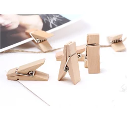 10pcs 35x11mm DIY Wood Color Big Wood Clothes Pegs Clothespin Clips Office Party Decoration Accessories Photo Hanging Pegs