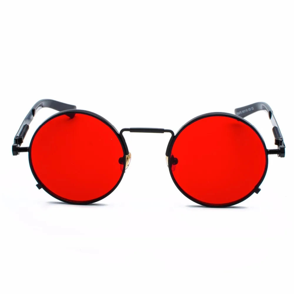 Peekaboo clear red sunglasses men steampunk 2024 metal frame retro vintage round sun glasses for women black uv400