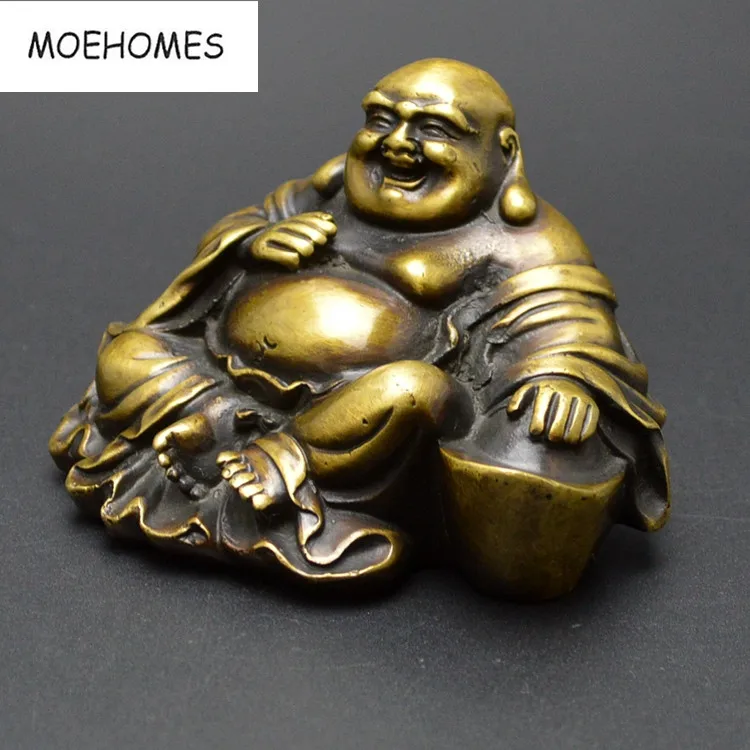 MOEHOMES Chinese bronze copper crafts geomantic fengshui wealth happiness Buddha statue family decoration metal handicraft