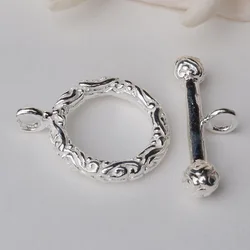 Solid 925 Sterling Silver Toggle Clasp Fancy Textured ,1piece