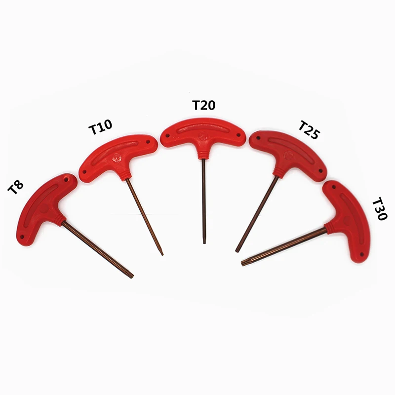 1pc T Type T8 T10 T20 T25 T30 Key Wrench Spanner red color for CNC Tool Holder Torx Screw wrench