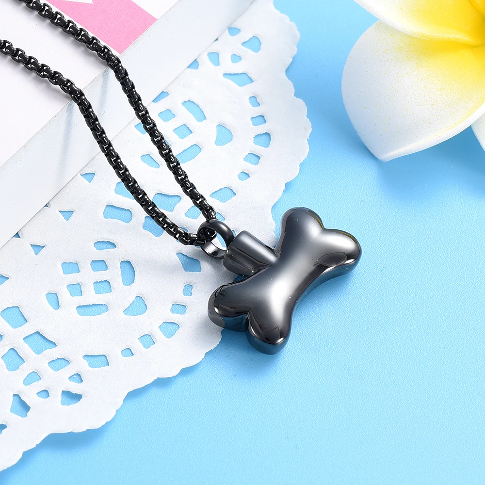 IJD8085 High Quality Stainless Steel Funeral Keepsake Wholeslae The Dog Bone&Paw Print Memorial Urn Pendant Cremation Necklace