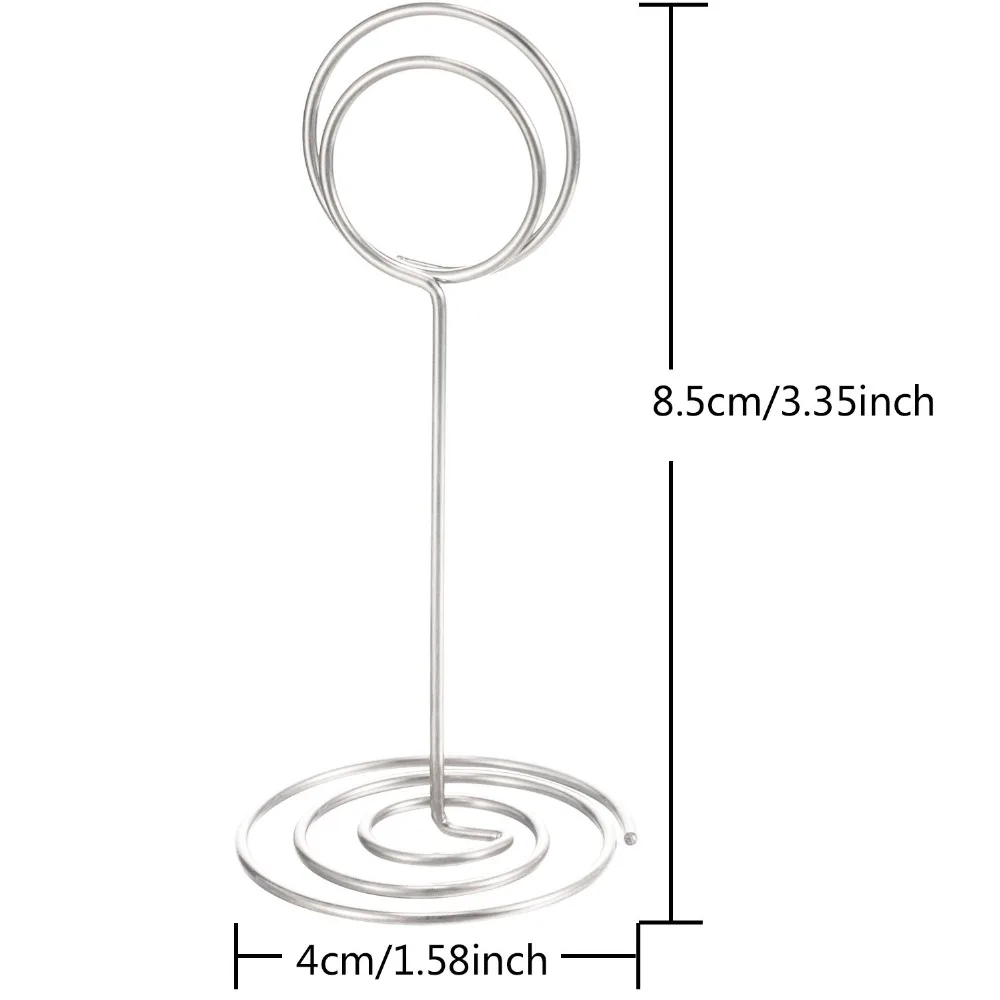 XRHYY 2Pcs New Design Table Number Holder Wedding Table Name Card Holder Clips Picture Memo Note Photo Stand Round Shape Silver