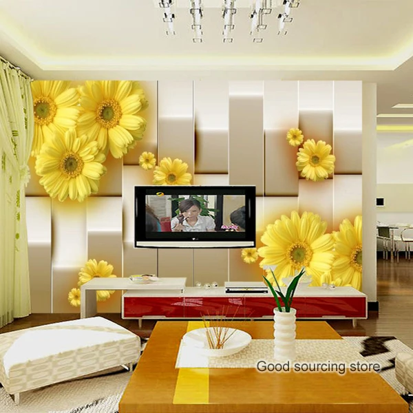 3D chrysanthemum flower photo wallpaper for living room TV sofa background