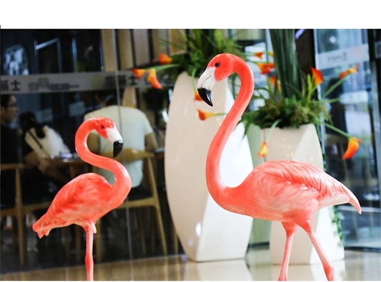 Simulation de flamand rose en résine pour jardin en plein air, Sculpture d'oiseaux de Villa, décoration de parc de cour, Figurines artisanat d'art