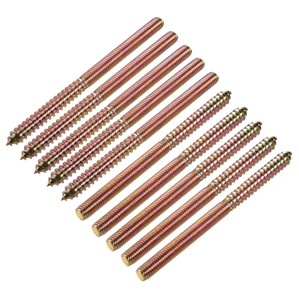 uxcell 8-10pcs M8 M10 Thread Hanger Bolt Double Headed Bolt Self-Tapping Screw Length 118mm 80mm 98mm 100mm for Furniture