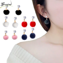 2019 New Fashion Fur Ball PomPom Earrings For Women Ear Jewelry Plush Pendants Earring Bijoux Brincos Pendients Pure Color