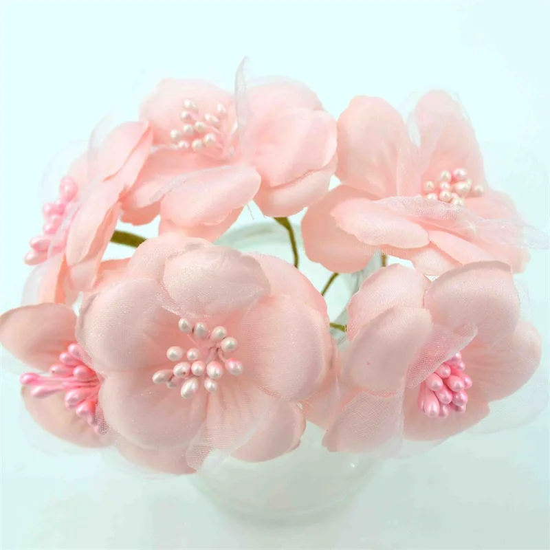 6/30 pz 5cm Mini rosa seta artificiale Scrapbooking Bouquet di fiori di corpetto per la decorazione di nozze ghirlanda fai da te mestiere fiore