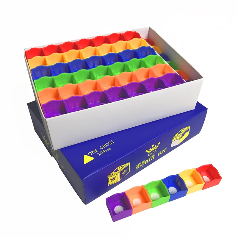 48 Pcs Plastic Colorful Billiard Chalk Holders 6 Colors Pool Cue Chalk Holder Protective Cover Chalk Box Billiard Accessories