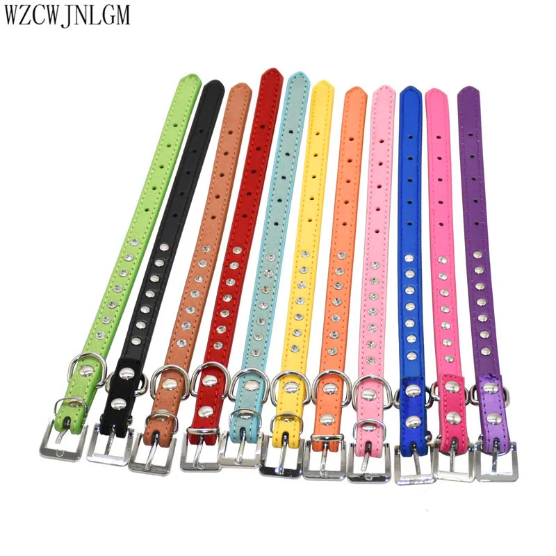 Korean velvet  Leather Leash Pet Dog Collars 11 Colors for Small Medium Dogs Rhinestone Neck Strap Puppy Collar Cats Pet Collars