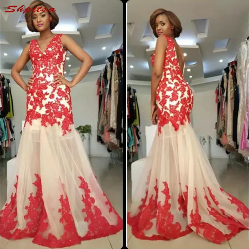 Red Sexy Lace Mermaid Mother of the Bride Dresses for Weddings Prom Evening Groom Dinner Dresses