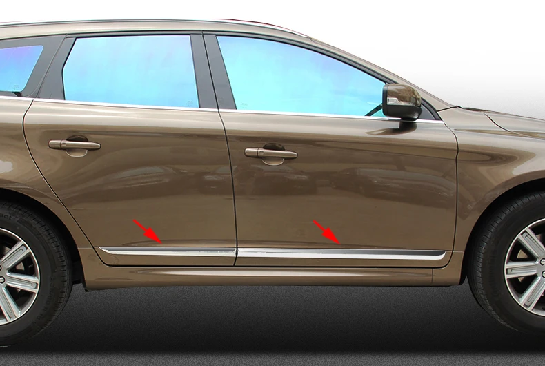 Stainless steel Trim For Volvo XC60 XC 60 2014 2015-2016 Accessories Side Door Car Body Molding Cover 4pcs/set