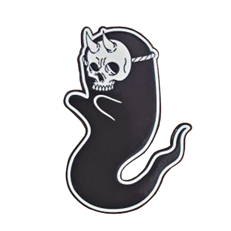 Black skull ghost enamel pin devil brooch Halloween jewelry