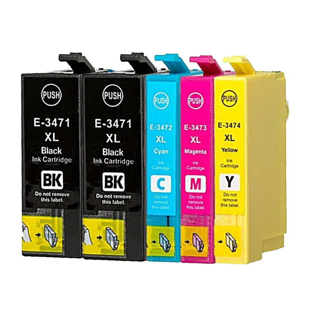 Compatible Ink Cartridges 34XL T3471 T3472 T3473 T3474 for Epson  WF-3720D WF-3725 (2 Black, 1 Cyan, 1 Magenta, 1 Yellow)