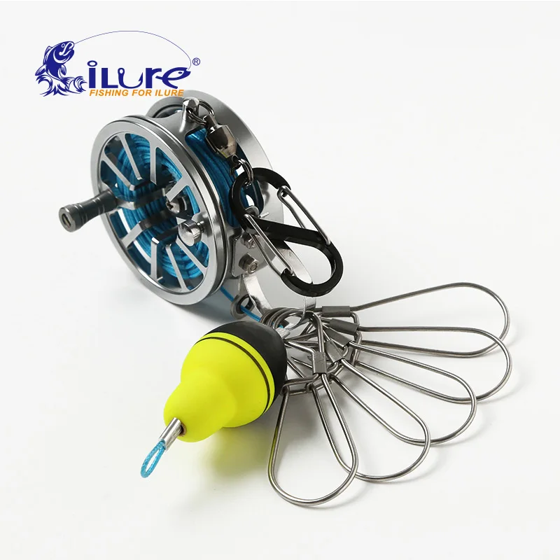 ILure Fishing Lock Buckle with Reel Stainless Steel Live Fish Locks Belt Fishing Tackle Tools Stringer Floats Fishing Reel Pease