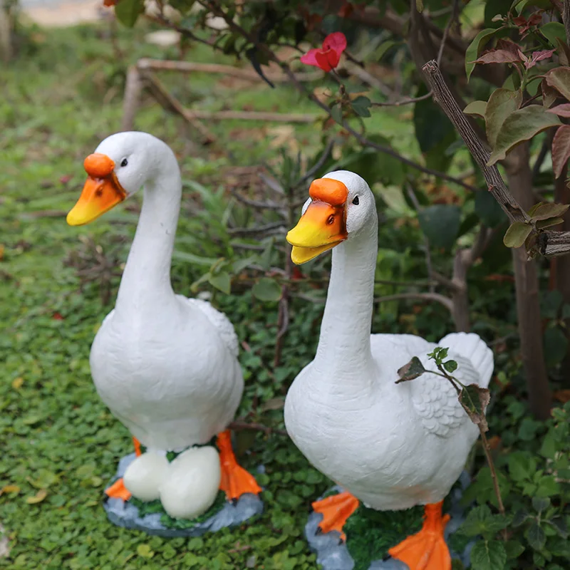 Outdoor Gardening Simulation Animal Crafts Resin Duck Goose Ornaments Courtyard Park Statue Figurines Villa Garden Furnishings