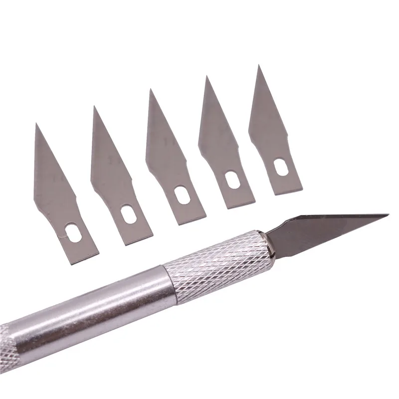 Non-Slip Metal Scalpel Knife Tools Kit Cutter Engraving Craft knives+5pcs Blades Mobile Phone PCB DIY Repair Hand Tools