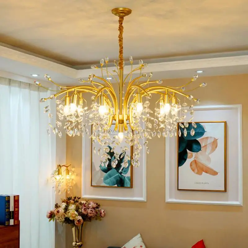 

American Country Chandelier Living Room Dining Room Lighting French Chandelier modern led Light Luxury Crysta lights