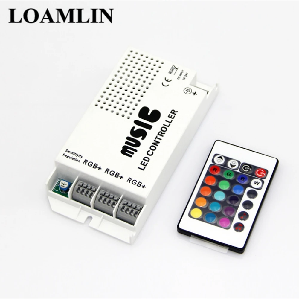 LED RGB Music Voice-Activated Wireless Infrared Remote Control 12-24V 24-Key LED Controller Dimmable For 3528 5050 RGB LED Strip