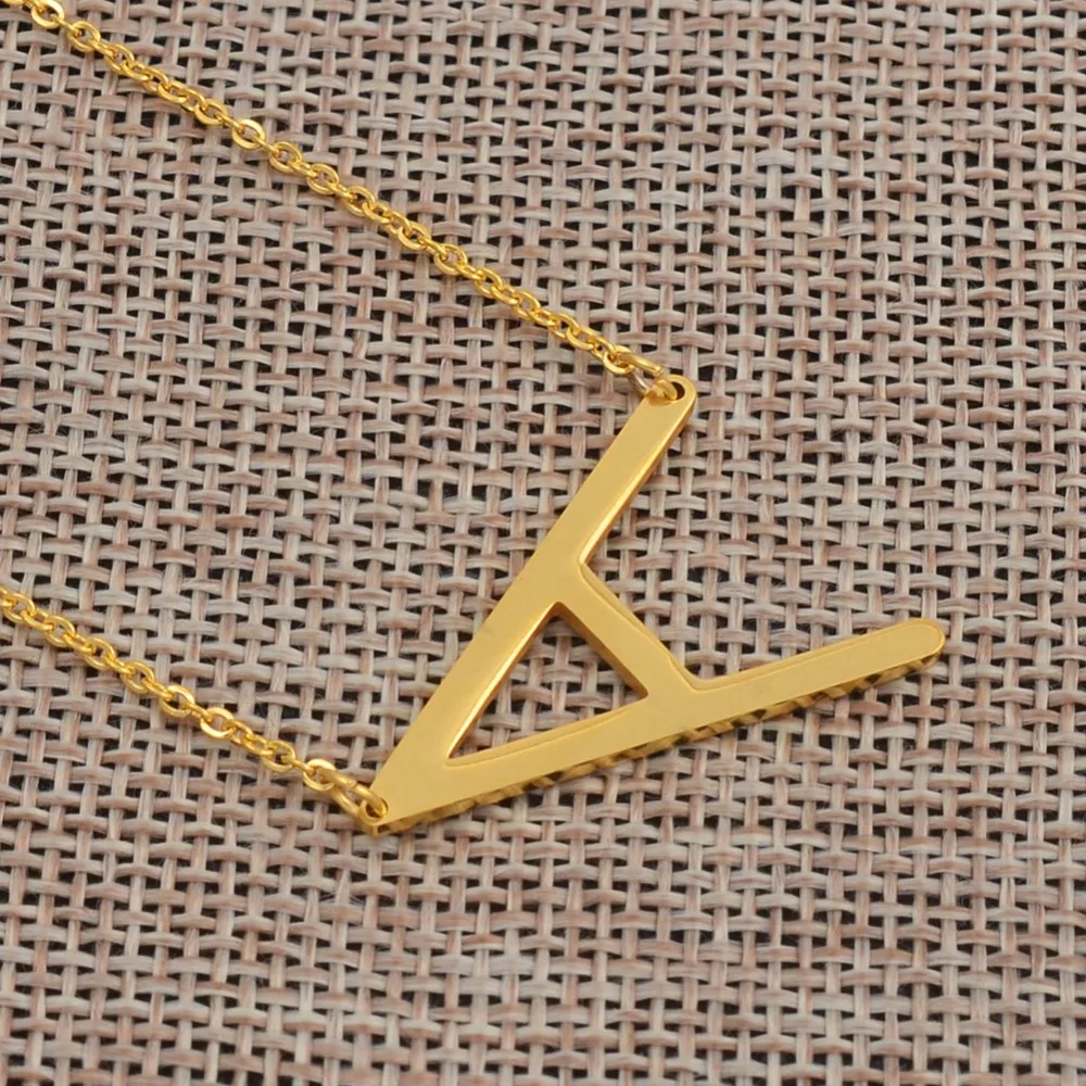 Anniyo A-Z سلاسل الحروف الأبجدية الأولي مطلية بالذهب الفولاذ المقاوم للصدأ الأفريقي قلادة القلائد النساء مجوهرات للبنات # 015121 #3