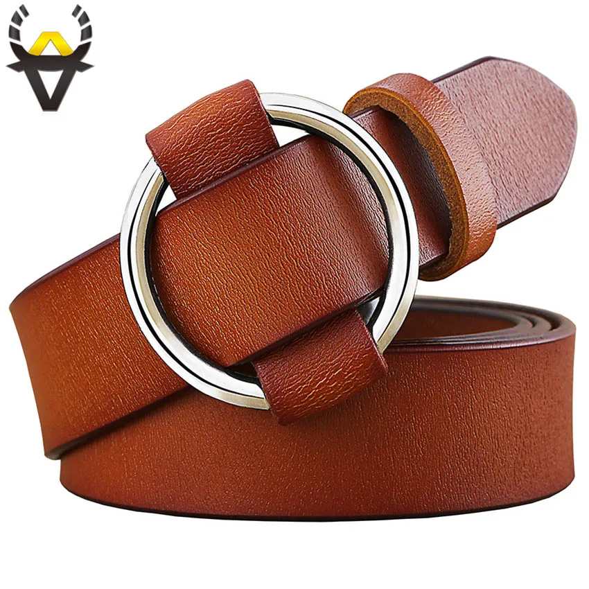 Fashion Round Ring buckle belt woman Genuine leather belts for women Quality cow skin strap female girdle for jeans width 2.8 cm