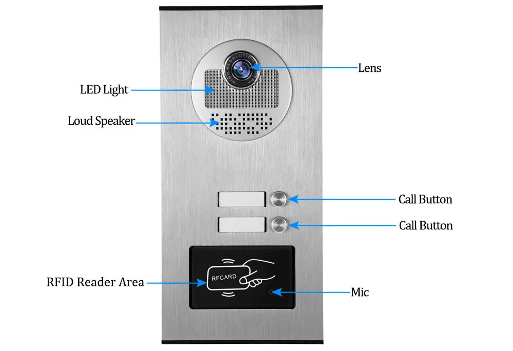 Kit de interfono de 9 pulgadas para el hogar, timbre para puerta, tarjeta inductiva, cámara con 2/3 monitores, sistemas de intercomunicación