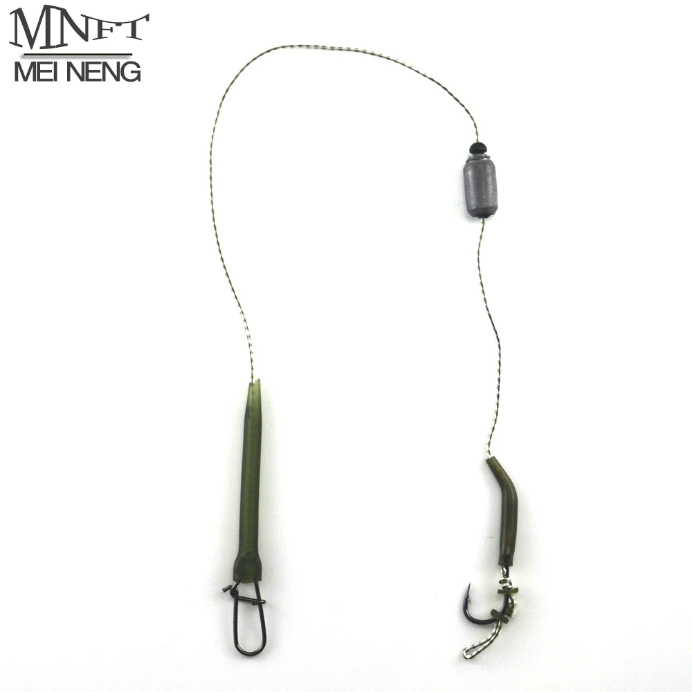 MNFT 1 Pcs Carp FIshing Combi Rigs Handmade Terminal Tackle Set Hair Rig Barbed Hooks Set Lead Sheet Sleeve end Link Fishhooks