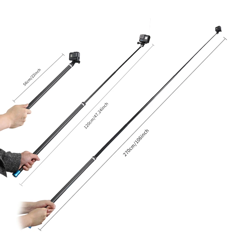 106 "ألياف الكربون يده للتمديد القطب Monopod ل Insta360 واحد X2/R GoPro بطل 9 10 ماكس 8 7 5 6 DJI oomo عمل اكسسوارات