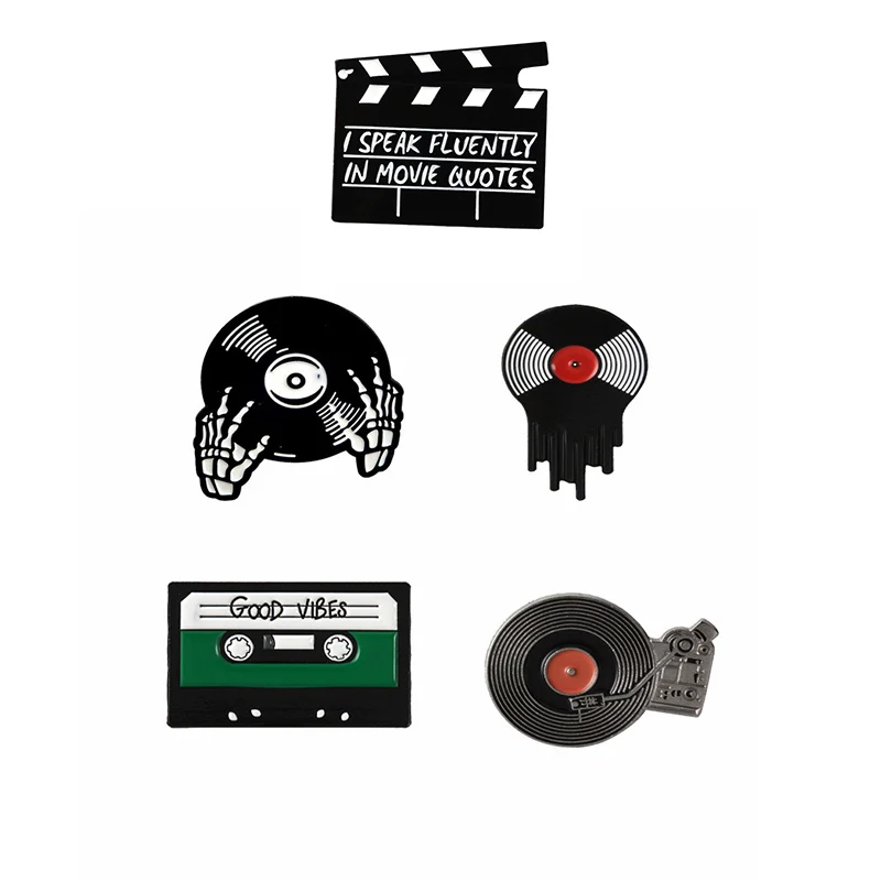 Stage property pins collection Record board Vinyl Record Player Tape Turntable Record DJ Brooches Badges Gift for Music lover