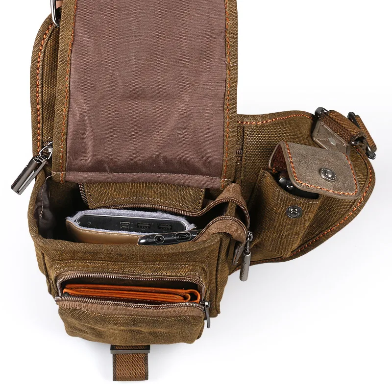 Ruil Retro Canvas Shoulder Bag Waist Thigh Drop Leg Bags Men Leisure Pockets Travel Vintage Package Riding Messenger Bag