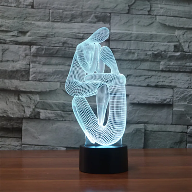 Brinquedos led 2019 figuras de ação nova pessoa abstrata 7 cor 3d lâmpada led acrílico visual criativo toque ilusão lâmpada