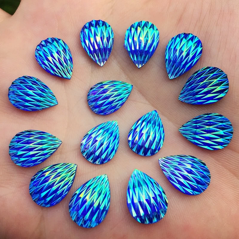 60pcs 10*14mm Water Drop Shiny Rhinestone Flatback Phoenix down Cabochon Art Supply DIY Scrapbooking Phone/Wedding -B09