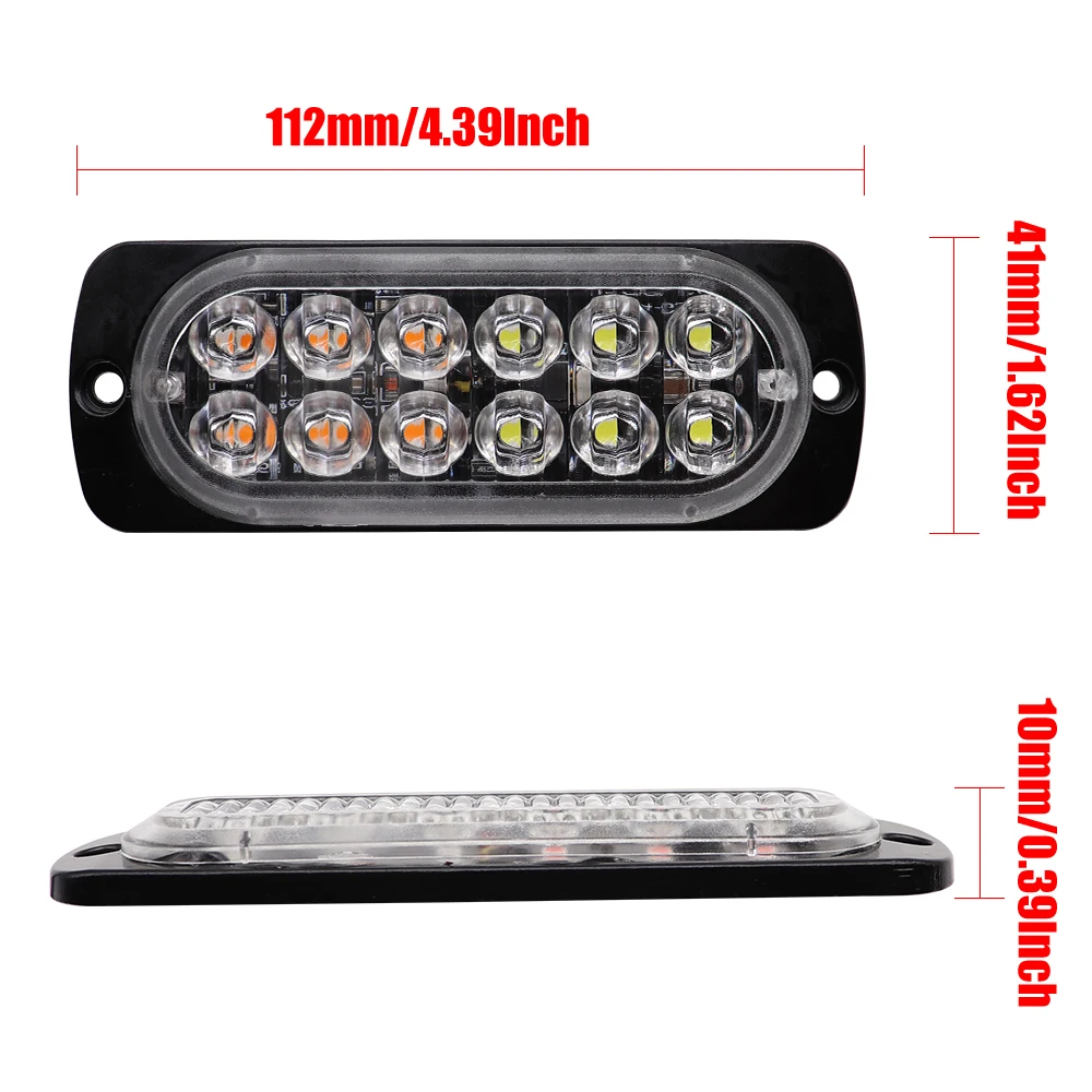 12 LED Strobe Warning Light Grille Flashing Breakdown Emergency Light Motorcycle Car Truck Beacon Lamp Traffic Signal Light 12V