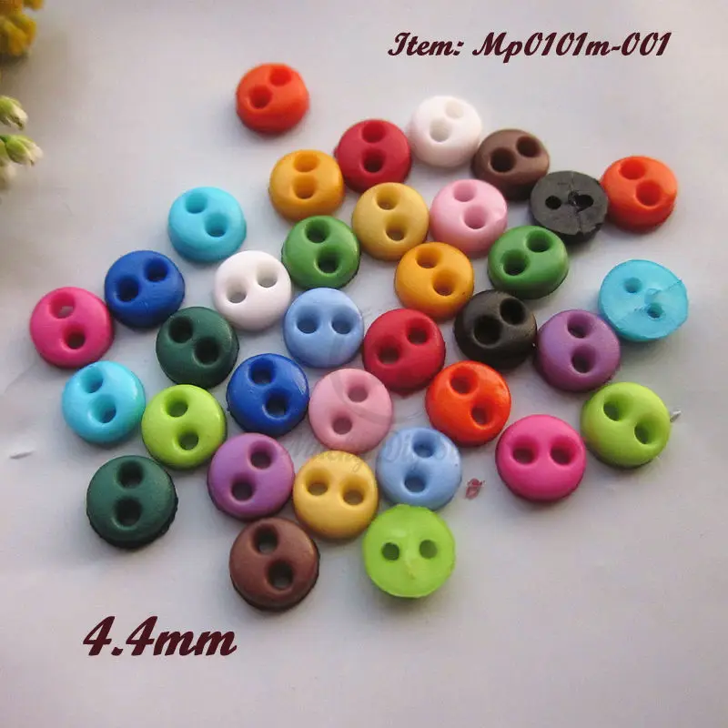 Tiny Buttons 144pcs Mixed / 16 colors 4mm 2 Holes Round Bread Mini Buttons for Crafting Doll Clothes Sewing  Materials Supplies