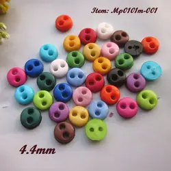 Tiny Buttons 144pcs Mixed / 16 colors 4mm 2 Holes Round Bread Mini Buttons for Crafting Doll Clothes Sewing Materials Supplies
