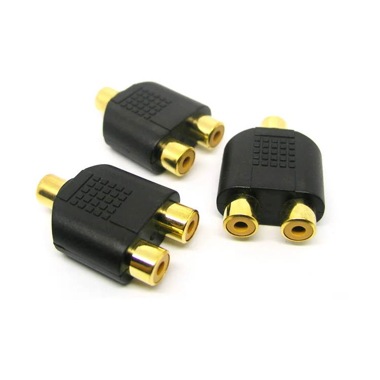 

50 шт. позолоченный черный гнездовой разъем RCA на двойной гнездовой разъем RCA Y разветвитель аудио адаптер соединитель