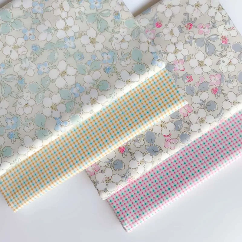 160 سنتيمتر * 50 سنتيمتر القطن القماش الوردي الأزرق الأبيض الزهور الزهور تحقق النسيج ل DIY سرير الطفل الفراش الملابس بلوزة ديكور العمل اليدوي