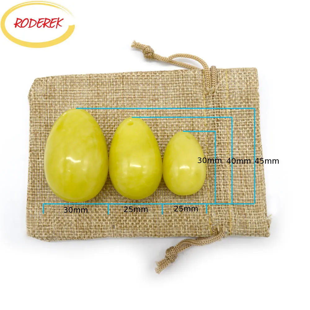 Drilled Jade Egg Exercise Lime Stone Yoni Egg Set For Kegel Exercise Vaginal Muscle Massage Relaxation