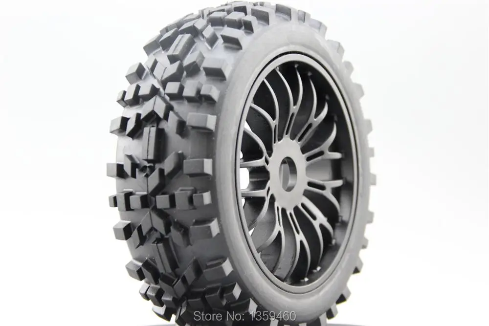 New Design Pre Glued 4pcs 1/8 Buggy Tires(wilderness) Off-Road Tyre Wheel Rim (Black)fits for 1/8 Buggy 1/8Tire