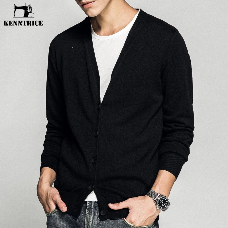 

KENNTRICE Cardigan Men Sweater Single Breasted Business Casual Knitting V-neck Cotton Autumn Sweaters Men