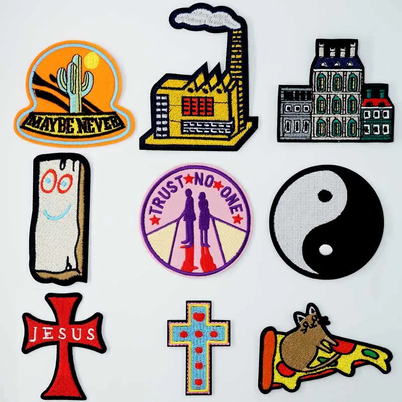 House Symbol Rock Music  Iron On Patches Sewing Embroidered Applique for Jacket Clothes Stickers Badge DIY Apparel Accessories