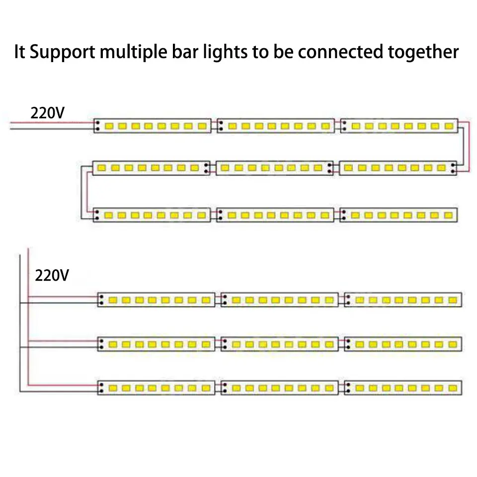 10pcs AC220V LED Bar Light Aluminium PCB 30/40/50/60cm Drive-free SMD2385 Warm/Natural White For Cabinet Hard Strip Light