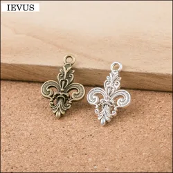 Hot selling 20 Pieces/Lot 25mm*16mm antique bronze or silver plated fleur de lis charm French national flower for jewelry making