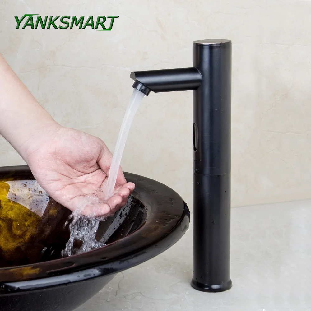 

YANKSMART Brass Solid Bathroom Sensor Faucet Touch-Free Infrared Tap Automatic Sensor Faucets Deck Mounted Basin Hot & Cold Taps