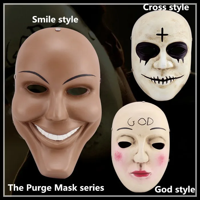 

100% Top Resin Halloween Party Cosplay Gmask The Purge Anarchy James Sandin God Mask Replica Smile Face Mask Cross Style Movies